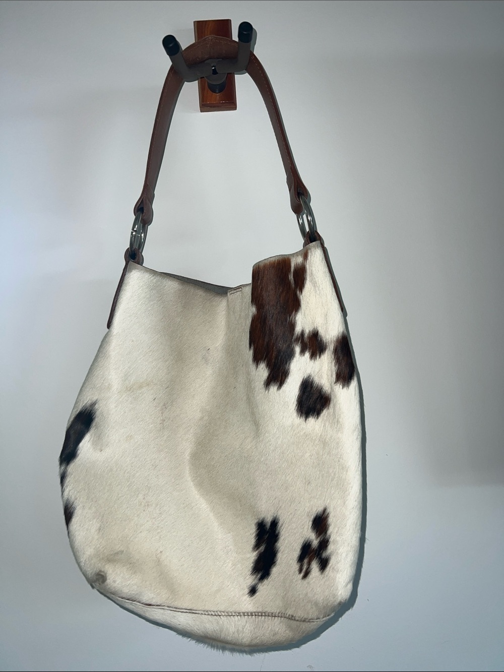Maurizio Taiuti genuine hair-on cowhide leather hobo/shoulder bag, made in Italy